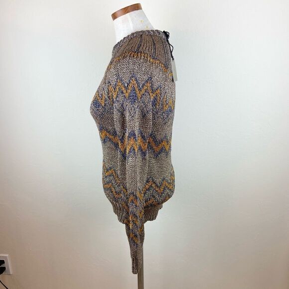 (nude) Gold Metallic Round-Neck Knit Sweater - Picture 4 of 6